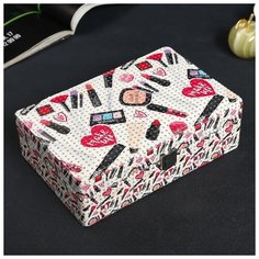 Шкатулка кожзам для украшений "Модный make up" с блёстками 7х14х21,5 см 4571850 Сима ленд