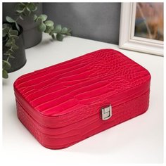 Шкатулка кожзам для украшений "Кожа питона" розовая матовая 7х22,5х14,5 см 5084538 Сима ленд