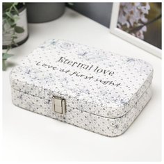 Шкатулка кожзам для украшений "Цветочная с блёстками" 5,6х14,7х21 см 5046028 Сима ленд