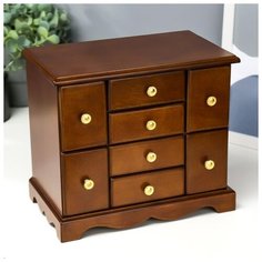 Шкатулка дерево "Шкаф 8 ящиков" коричневая 25,3х15,5х22 см 4386139 Сима ленд