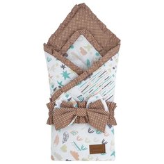 Одеяло на выписку AmaroBaby HAPPY Абстракция, белый/коричневый (перкаль)
