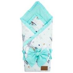 Одеяло на выписку AmaroBaby HAPPY Горы, белый/мята (перкаль)