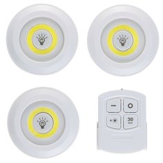 Фонарь-подсветка сд 3Pack с пультом д/у Pushlight MySmart COB 3 Вт, бат. 3xAAA, Ritter REV