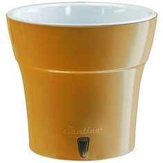 Горшок Santino с автополивом Dali, 19.5х17.5 см карамель/белый