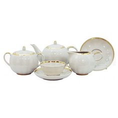 Сервиз чайный. Дулёвский фарфоровый завод. Форма Тюльпан. Рисунок Московский с лентой. 15 предм.