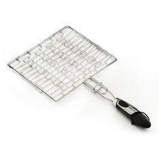 Решетка для гриля Fissman плоская 30x26,5x1,5 см с пластиковой ручкой (хромированное покрытие) (1042)