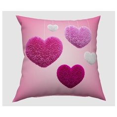 Фотоподушка "Плюшевые сердца", 40*40 см. Сирень