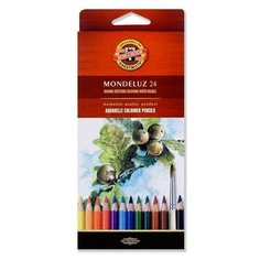 Карандаши цветные KOH-I-NOOR "Mondeluz" 24 цвета акварельные, картонная упаковка