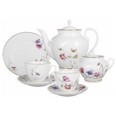 Сервиз чайный. Императорский фарфоровый завод. Форма Весенняя - 2. Рисунок Цветущий горошек. 20 предметов.