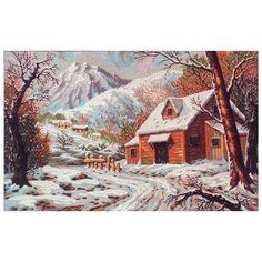 Канва жесткая с рисунком Зимний домик в горах 60 x 85 см C.870 Gobelin L, Diamant