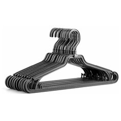 Вешалка-плечики для одежды PlastOn поворотно-складная, черная, 10 шт