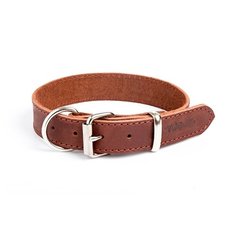 GRIPALLE Дакс Ошейник кожаный для собак, стальная фурнитура 25мм*35см, Коньяк