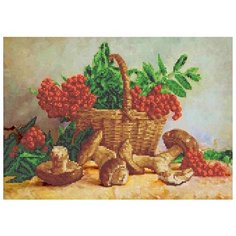 Корзина с рябиной и грибами Рисунок на ткани 26х36 Каролинка ТКБЦ 3051