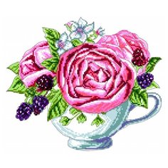 Ежевика в чашке Рисунок на канве 28/37 28х37 (22х25) Матренин Посад 1904