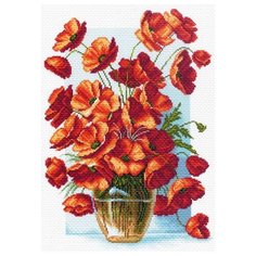 Ваза с маками Рисунок на канве 37/49 37х49 (26х38) Матренин Посад 1439