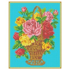 Корзина с розами Рисунок на ткани 18,3х23,3 Каролинка ТКБЦ 4016