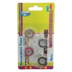 Скотч декоративный 12мм*2,8 метра, 4 ролика в упаковке, ассорти дизайн Centrum