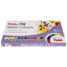 Краски акварельные Pentel художественные "Water Colours", 12 цветов, туба 5 мл (WFRS-12)