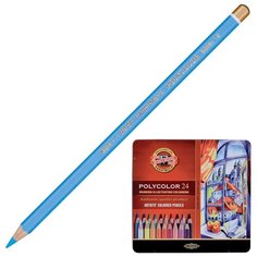 Карандаши цветные KOH-I-NOOR художественные "Polycolor", 24 цвета, 3,8 мм, металлическая коробка (3824024002PL)