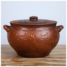 Горшок духовой новый декор, красная глина, 4.5л 1375891