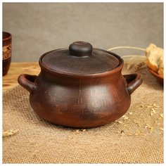 Горшок духовой 2 л гладкий 1563547 Красная глина