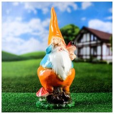 Садовая фигура "Гном с грибом" 43см 4237574 Хорошие сувениры