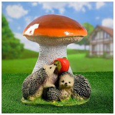 Садовая фигура "Гриб белый с ежами и яблоком" средний 30*30*37 см 1259511 Хорошие сувениры