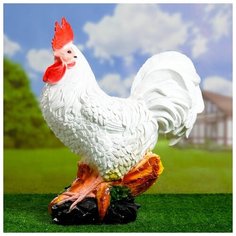 Садовая фигура "Петух" белый 20х44х56 см 653470 Хорошие сувениры