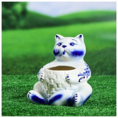 Фигурное кашпо "Котик", 1л 2331380 Керамика ручной работы