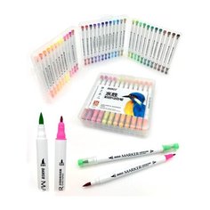 Скетч-маркеры Тонкие 36цв. BAOKE 2х стор (острый+кисть) на водной основе в пласт раскладной коробке