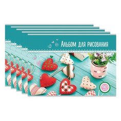 Альбом для рисования А4 40 листов, скоба, блестки, BRAUBERG, 202х285 мм, "Для любимой" (1 вид), 105097 (5 штук) 105097-5
