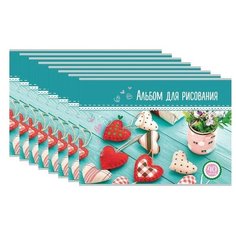 Альбом для рисования А4 40 листов, скоба, блестки, BRAUBERG, 202х285 мм, "Для любимой" (1 вид), 105097 (8 штук) 105097-8