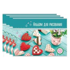 Альбом для рисования А4 40 листов, скоба, блестки, BRAUBERG, 202х285 мм, "Для любимой" (1 вид), 105097 (4 штуки) 105097-4