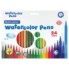 Фломастеры BRAUBERG "PREMIUM", 24 цвета, УЛЬТРАСМЫВАЕМЫЕ, классические, вентилируемый колпачок, картонная коробка с европодвесом, 151940