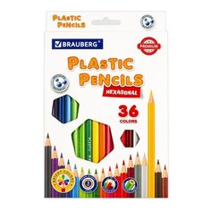 Карандаши цветные пластиковые BRAUBERG PREMIUM, 36 цветов, шестигранные, грифель мягкий 3 мм, 181669