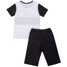 Комплект для мальчика КМ-1438 (футболка и шорты ) Утенок, рост 134 см, белый_т.серый_мото