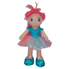 Мягкая игрушка ABtoys Кукла с розовыми волосами в голубой пачке 20 см