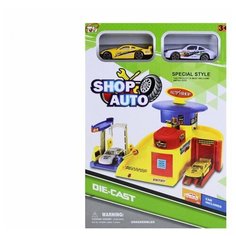 Shantou Gepai Игровой набор Shop Auto парковка, автомойка, сервис TH627, желтый/красный/синий