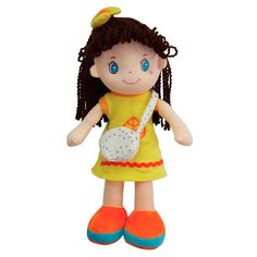 Мягкая игрушка ABtoys Кукла брюнетка в желтом платье 20 см