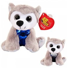 Мягкая игрушка ABtoys Собака с пайетками серая 15 см