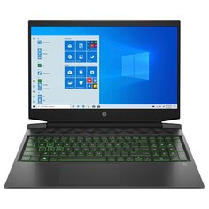 Ноутбук HP Pavilion Gaming 16-a0 (/16.1"/1920x1080) (/16.1"/1920x1080) (/16.1"/1920x1080)039ur (Intel Core i7 10750H 2600MHz/16.1"/1920x1080/16GB/256GB SSD/1000GB HDD/NVIDIA GeForce RTX 2060 Max-Q 6GB/Windows 10 Home) 2X0P7EA, темно-серый/ярко-зеленый