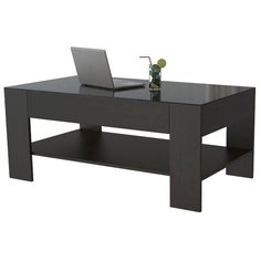 Столик журнальный Мебелик BeautyStyle 26, ДхШ: 110 х 60 см, венге/черное стекло