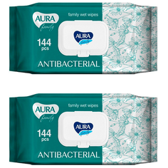 Влажные салфетки Aura Family антибактериальные, 144 шт., 2 уп.