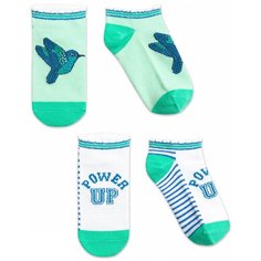 Носки Pelican комплект из 2 пар, размер 12-14, изумрудный/белый