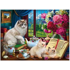 Рыжий кот Картина по номерам "Котята и чаный сервиз" 40х50 см (Х-8096)