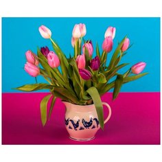 Рыжий кот Картина по номерам "Розовые тюльпаны" 30х40 см (Х-3715)