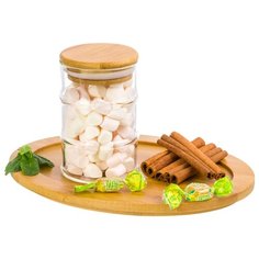 Банка для хранения 250 мл 7х7х10,5 см Elan Gallery Verto с бамбуковой крышкой