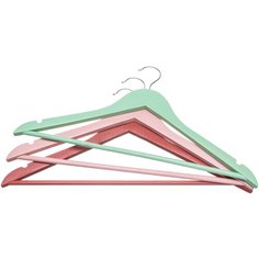 Вешалки-плечики EL CASA, с перекладиной, цвет: коралловая, салатовая, светло - розовая 3 шт