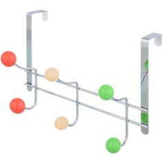 Вешалка на дверь "Разноцветная" красный, бежевый, зеленый, 28х12х20 см, 6 крючков EL Casa