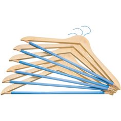 Набор вешалок 6 шт. 44,5х1,2х23 см EL Casa Дуб с нескользящей голубой перекладиной